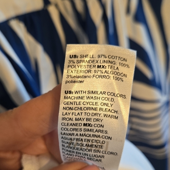 White House Black Market Blue and White V-Neck Sleeveless Midi Dress P2P 21 - Picture 7 of 8